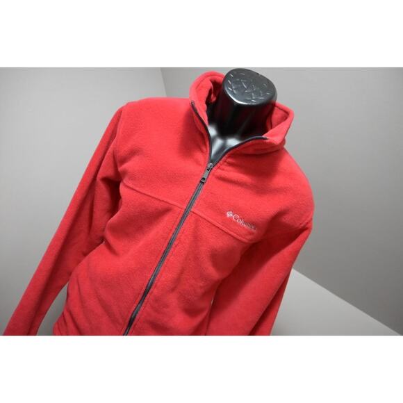 Columbia Fleece Full Zip Sweater Jacket Hiking Camp Red Mens Large - Picture 4 of 10